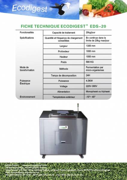 Eco Digesteur ED 020 kg : traitement des déchets organiques pour collectivités et petite restauration