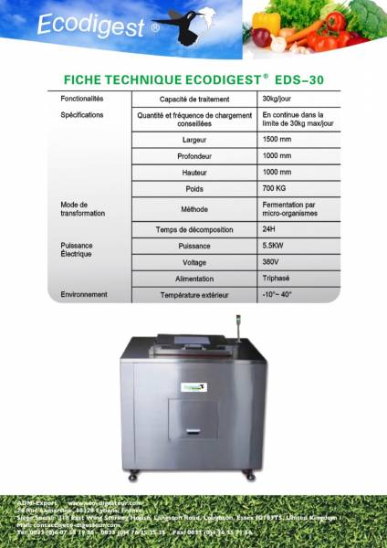 Eco-digesteur® ED 30 kg : compostage des biodéchets organiques de restauration collective 300 couverts / jours